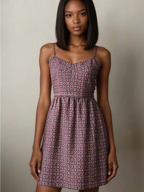💗 J. CREW cami dress NWOT Sz 00 fit & flare print adjustable straps side pockets